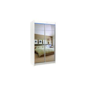 Expedo Skříň s posuvnými dveřmi a zrcadlem MARISA, bílá, 120x216x61
