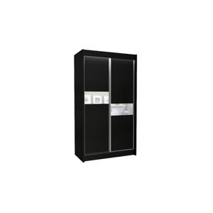 Expedo Skříň s posuvnými dveřmi ADRIANA, 120x216x61, černá/bílé sklo