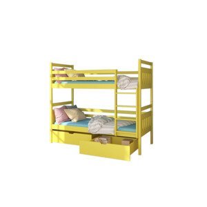 Expedo Dětská patrová postel PANDA + 2 matrace, 80x180, žlutá
