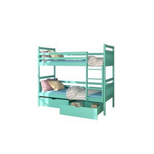 Expedo Dětská patrová postel PANDA + 2 matrace, 80x180, zelená