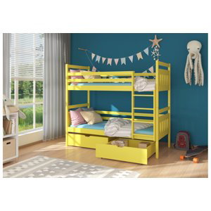 Expedo Dětská patrová postel PANDA + 2 matrace, 90x200, žlutá