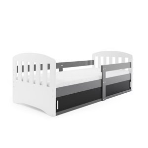 Expedo Dětská postel CLASA + matrace, 80x160, bílá/grafit/černá