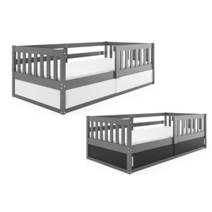 Expedo Dětská postel BENEDIS + matrace, 80x160, grafit/bílá/černá