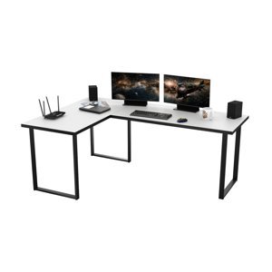 Expedo Počítačový rohový stůl NAVI, 200/135x74x65, bílá/černá