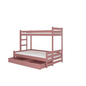 Expedo Dětská patrová postel RAIMUND + matrace, 80x200, růžová