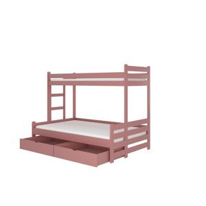 Expedo Dětská patrová postel RAIMUND + matrace, 90x200, růžová