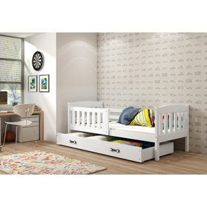 Expedo Dětská postel FLORENT P1 + úložný prostor + matrace + rošt ZDARMA, 80x160, bílý, bílá