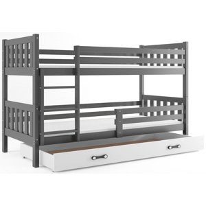 Expedo Patrová postel RINOCO 2 + úložný prostor + matrace + rošt ZDARMA, 190x80, grafit, bílá