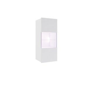 Expedo Závěsná vitrína BRINICA, 45x117x32, bílá/bílý lesk, + bílé LED
