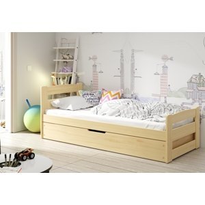 Expedo Dětská postel ARDENT P1, přírodní, 90x200 cm + matrace + rošt ZDARMA
