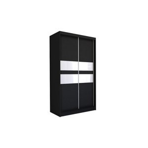 Expedo Skříň s posuvnými dveřmi IRIS + Tichý dojezd, černá/bílé sklo, 150x216x61