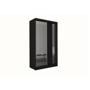 Expedo Skříň s posuvnými dveřmi a zrcadlem GAJA + Tichý dojezd, 150x216x61, černá