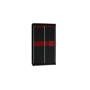Expedo Skříň s posuvnými dveřmi ALEXA + Tichý dojezd, černá/červené sklo, 120x216x61