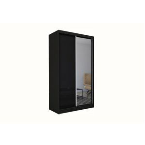 Expedo Skříň s posuvnými dveřmi a zrcadlem TARRA + Tichý dojezd, černá, 150x216x61