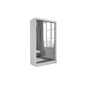 Expedo Skříň s posuvnými dveřmi a zrcadlem ROBERTA + Tichý dojezd, 150x216x61, bílá