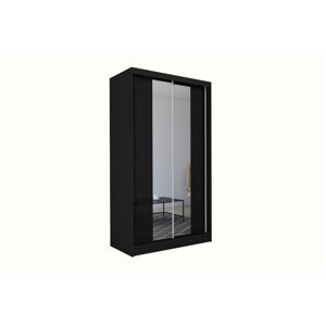 Expedo Skříň s posuvnými dveřmi a zrcadlem TOMASO + Tichý dojezd, 150x216x61, černá