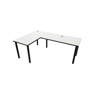 Expedo Počítačový rohový stůl LOOK N, 200/135x73-76x65, bílá/černé nohy, levý