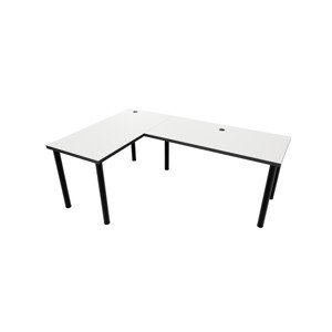 Expedo Počítačový rohový stůl LOOK N, 160/110x73-76x50, bílá/černé nohy, levý