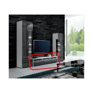 Expedo TV stolek LUGANO, bílá/šedá lesk - 150/35/45cm