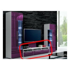 Expedo TV stolek LUGANO, bílá/fialová lesk - 150/35/45cm