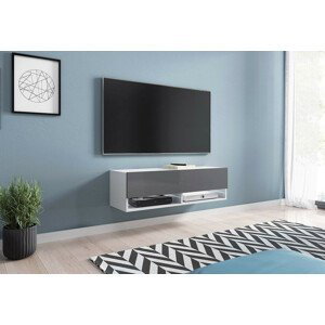 Expedo TV stolek MENDES A 100, 100x30x32, bílá/šedá lesk, s LED osvětlením