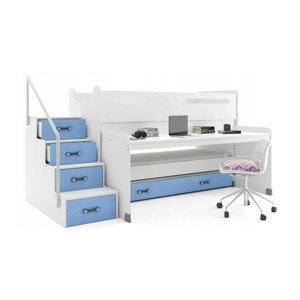 Expedo Dětská patrová postel XAVER 1, 200x80, bílá/modrá