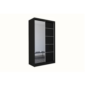 Expedo Skříň s posuvnými dveřmi a zrcadlem ELVIRA, černá, 150x216x61
