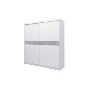 Expedo Skříň s posuvnými dveřmi ALEXA, bílá/šedé sklo, 200x216x61