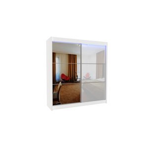 Expedo Skříň s posuvnými dveřmi a zrcadlem BIBIANA, bílá, 200x216x61