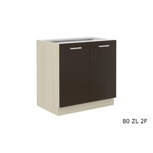 Expedo Kuchyňská skříňka dřezová AVIGNON 80 ZL 2F BB, 80x82x53, dub ferrara/legno tmavé