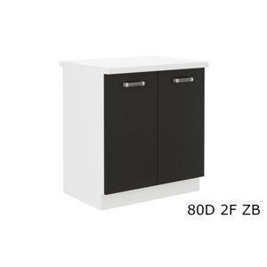 Expedo Kuchyňská skříňka dolní dvoudveřová s pracovní deskou EPSILON 80D 2F ZB, 80x82x60, černá/bílá