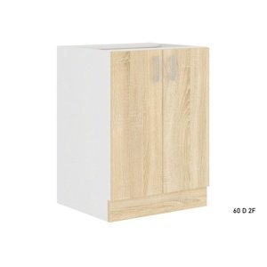 Expedo Kuchyňská skříňka dolní dvoudveřová s pracovní deskou AVRIL 60 D 2F, 60x85x60, bílá/sonoma