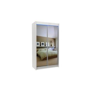 Expedo Skříň s posuvnými dveřmi a zrcadlem ROBERTA, 120x216x61, bílá