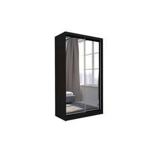 Expedo Skříň s posuvnými dveřmi a zrcadlem ROBERTA, 150x216x61, černá