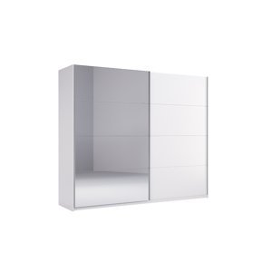 Expedo Posuvná skříň CERTEZA se zrcadlem, 250x211,5x61,5, bílá/bílý lesk