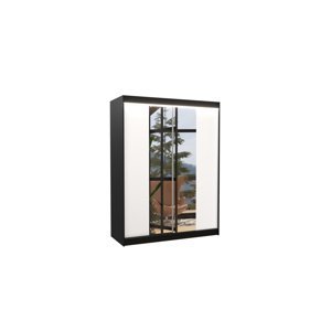 Expedo Posuvná skříň se zrcadlem FOREVER, 150x200x58, černá/bílá