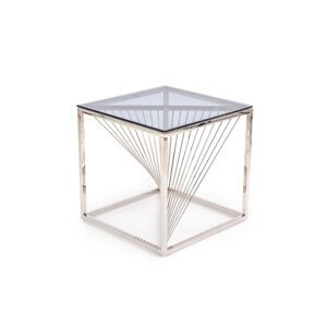 Expedo Konfereční stolek SERENA, 55x55x55, kouřové sklo/stříbrná