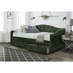 Expedo Čalouněná postel TANARO, 90x200, tmavě zelená + rošt