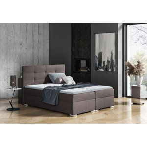 Expedo Čalouněná postel boxspring OLINA + topper, 180x200, hnědá