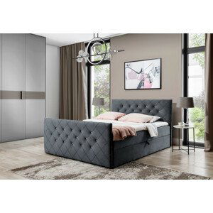 Expedo Čalouněná postel boxspring MATRAGI + topper, 180x200, grafit