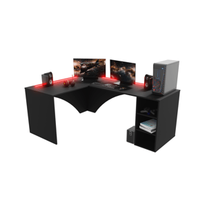 Expedo Počítačový rohový stůl CARAMBOL, 185x74x135, černá, pravá