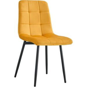Jídelní židle Mitas žlutá Velvet látka