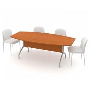 Stůl jednací oválný - kovová podnož 170 cm, Šedá bez výplně, Záda-dekor desky, třešeň