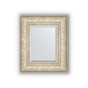 Zrcadlo s fazetou v rámu, stříbrný ornament BY 3374 50x60 cm