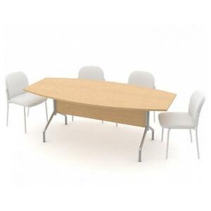 Stůl jednací oválný - kovová podnož 170 cm, Černá bez výplně, Záda-dekor desky, buk