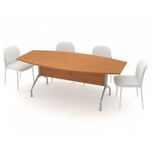 Stůl jednací oválný - kovová podnož 210 cm, Černá bez výplně, Záda - černá, olše