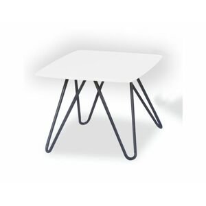 Konferenční stolek, bílá vysoký lesk / černá, KANER 1