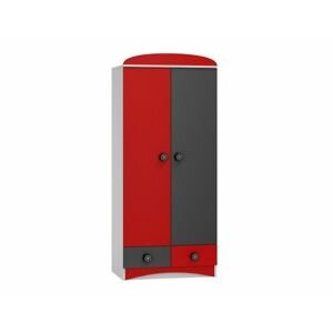 Šatní skříň SPEED ABS 25 bílá | grafit | červená