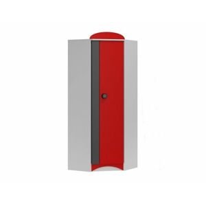 Rohová šatní skříň SPEED ABS 27 bílá | grafit | červená