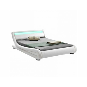 Moderní postel s RGB LED osvětlením, bílá, 180x200, FILIDA